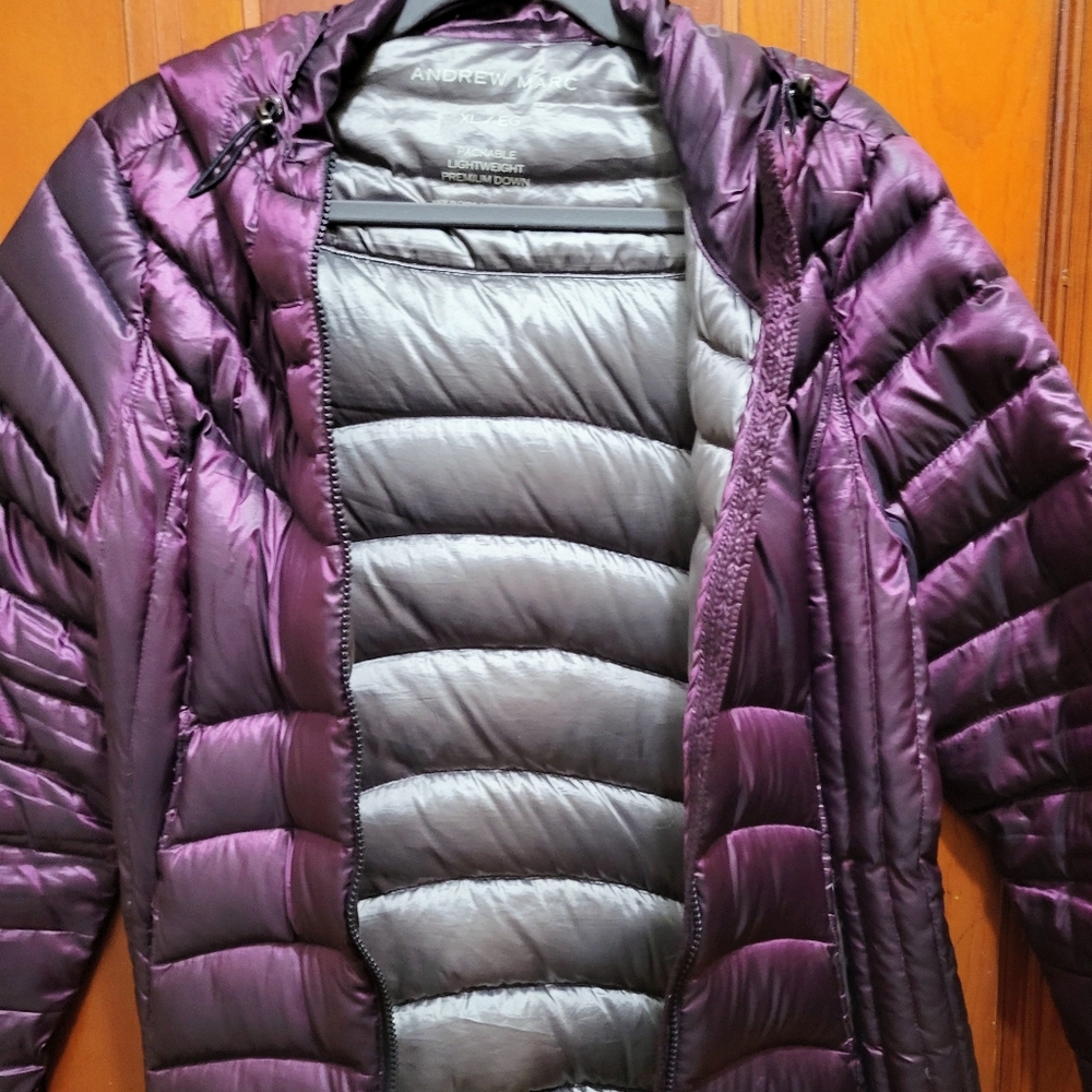 Andrew Marc Metallic Down Puffer Jacket